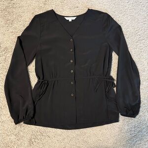 DownEast Black V-Neck Blouse